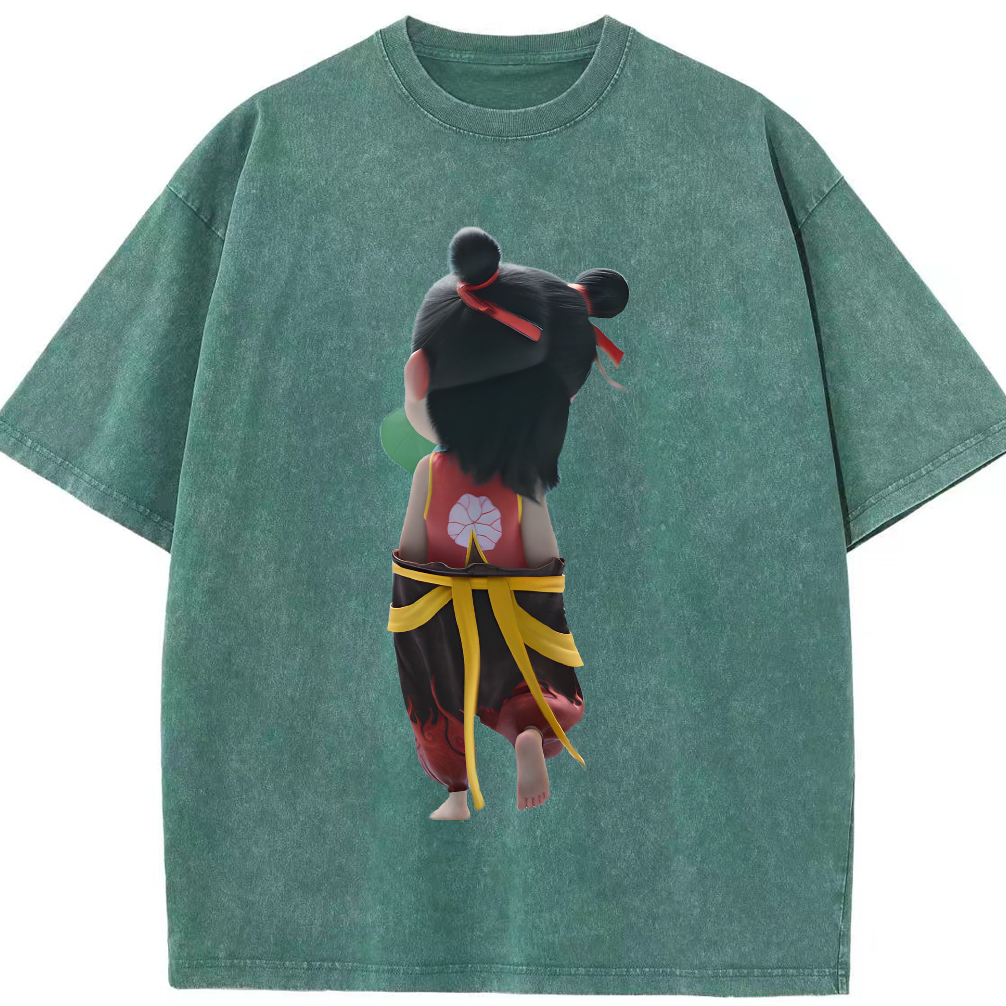 （画像用） Ne Zha 2 ナタ 魔童の大暴れ 綿100% ヴィンテージ風 半袖Tシャツ（フロントプリント）